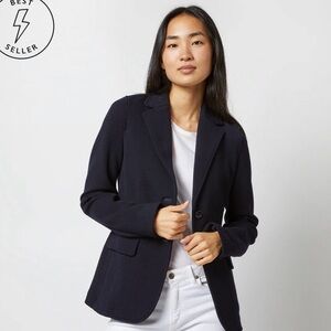 ANN MASHBURN Parker Jacket Navy Wool Pique Knit $695 NEW Medium